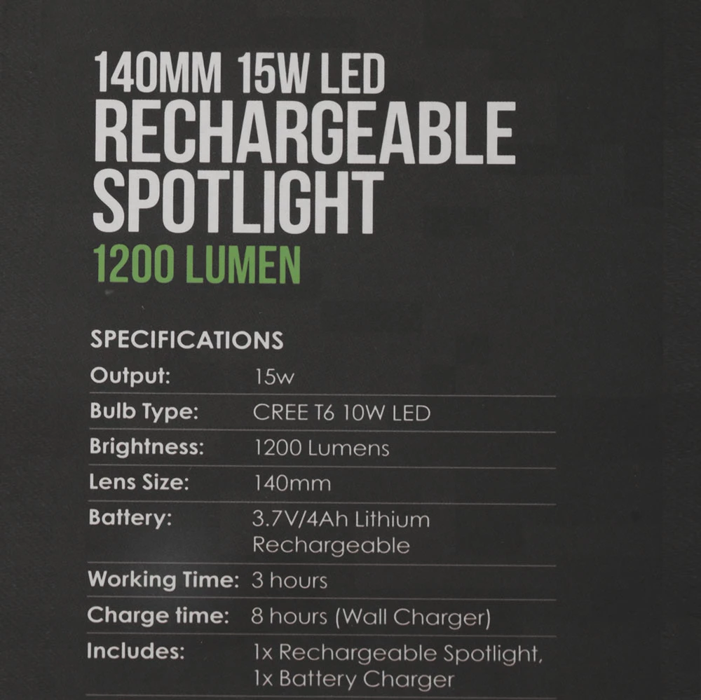 Night Saber 1200lm Rechargeable Handheld LED Spotlight 140mm 15W 3 Night Saber 1200lm Rechargeable Handheld LED Spotlight 140mm 15W - Image 2