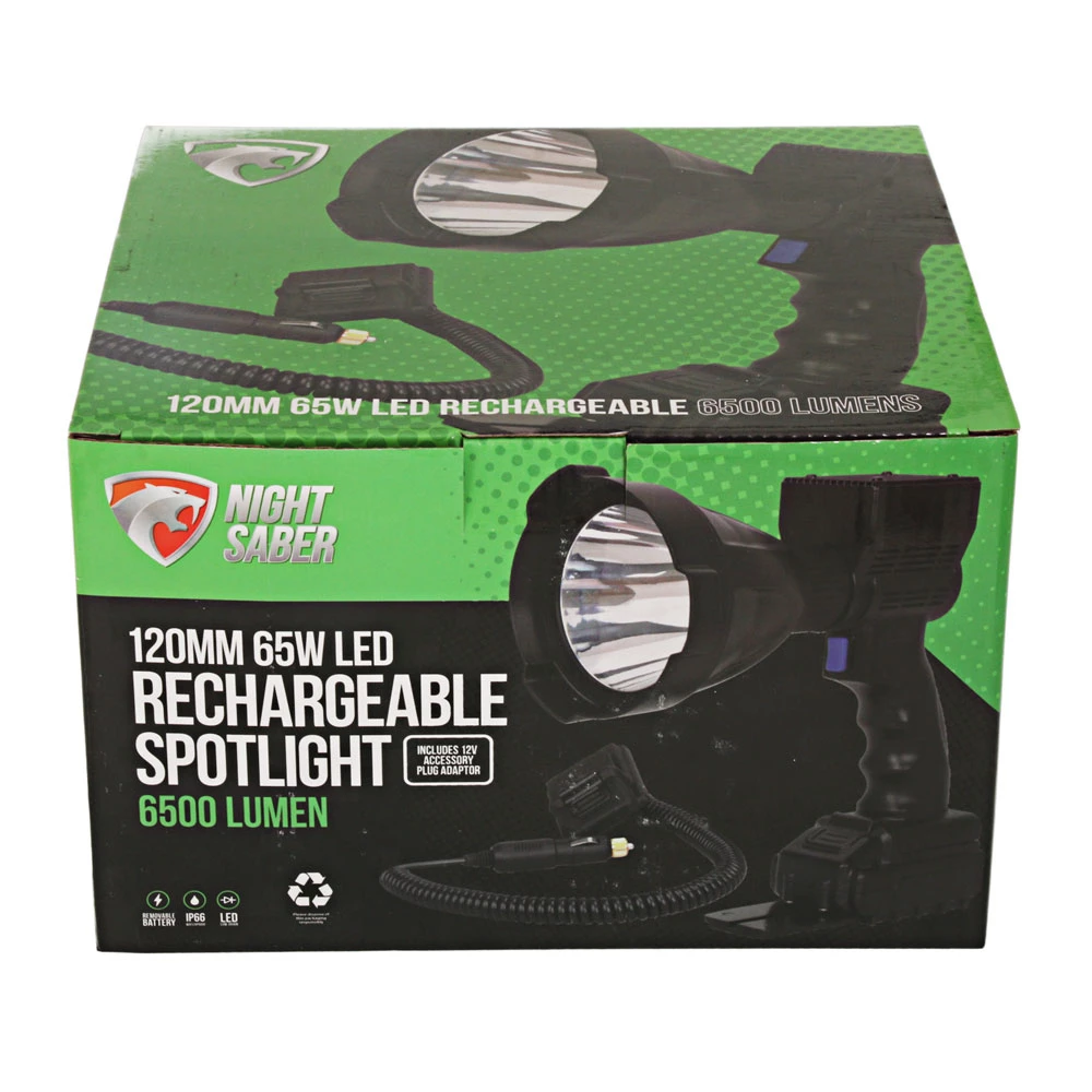 Night Saber 6500lm Rechargeable Handheld LED Spotlight 120mm 65w 3 Night Saber 6500lm Rechargeable Handheld LED Spotlight 120mm 65w