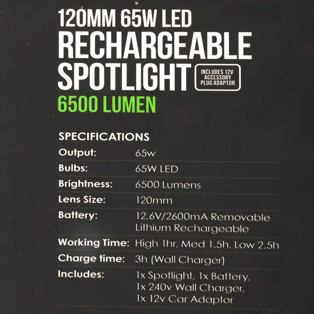 Night Saber 6500lm Rechargeable Handheld LED Spotlight 120mm 65w 4 Night Saber 6500lm Rechargeable Handheld LED Spotlight 120mm 65w - Image 2