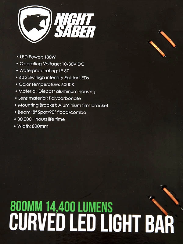 Night Saber 180W LED Curved Driving Light 14400lm 9 Night Saber 180W LED Curved Driving Light 14400lm - Image 7