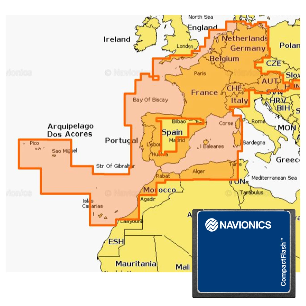 Navionics Plus 46XG Central And West Europe CF Chart Card 3 Navionics Plus 46XG Central And West Europe CF Chart Card